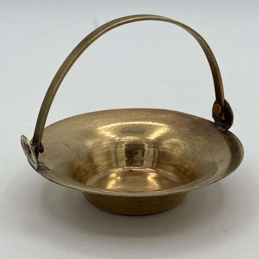Vintage Brass Small/Miniature Basket Candy Trinket Dish - Decorative